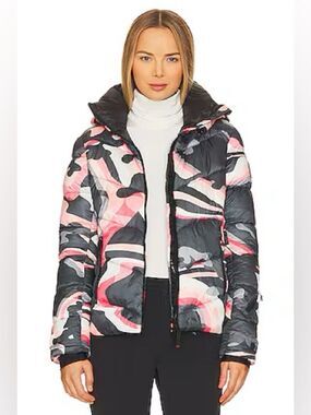 Bogner Fire & Ice 2024 Camo Pink Saelly 2 Puffer Ski Jacket NEW $690 Large US 10